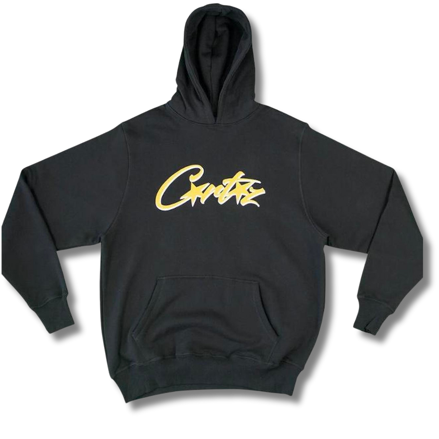 corteiz yellow logo hoodie