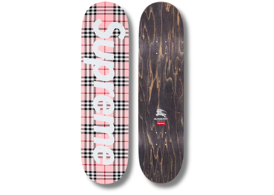 Skateboard Supreme Burberry Deck pink